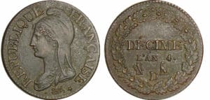 1 décime Dupré - petit module - An 4 D (Lyon)