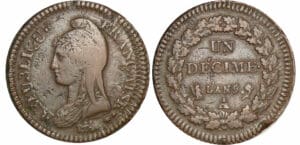 1 décime Dupré - surfrappe du 2 décimes - An 5 A (Paris)