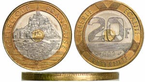 20 francs Mont Saint-Michel 1992 - Empreinte partielle en virole pleine