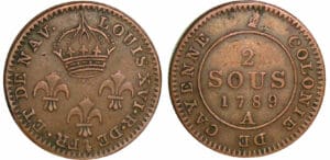 Louis XVI - Guyane - 2 sous de Cayenne 1789 A - Piéfort