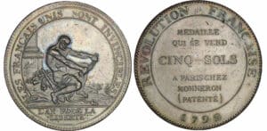 Monneron de 5 sols à l'Hercule - 1792 flan bruni