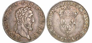 Henri II - Teston au buste nu - 1554 A (Paris) - Frappe au moulin