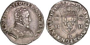 Henri II - Teston à la tête nue - 5ème type 1560 D (Lyon)