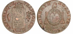 Sol à la balance type FRANCAISE An II - 1793 L (Bayonne)