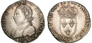 Charles IX - Teston - 11ème type - 1575 H (La Rochelle)