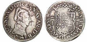 Navarre - Jeanne d'Albret - Teston 1569 (Pau)