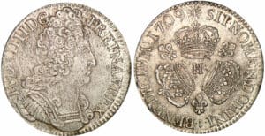 Louis XIV - Ecu aux 3 couronnes - 1709 H (La Rochelle)