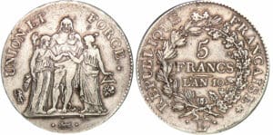 5 francs Hercule union et force - An 10 L (Bayonne)