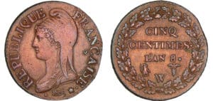 5 centimes Dupré - grand module - An 8/7 W (Lille)
