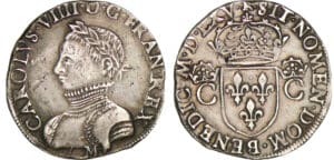 Charles IX - Teston - 2ème type 1565 M (Toulouse)