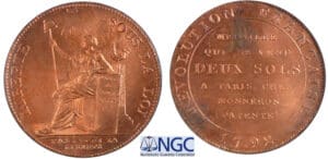 Monneron de 2 sols 1792 - Flan bruni