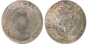 Louis XIV - ½ écu de Flandre dit « Carambole » aux palmes - 1694 W (Lille)