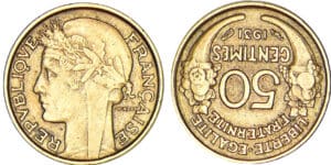 50 centimes Morlon bronze aluminium 1931 - Frappe médaille