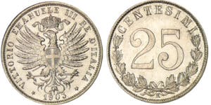 Italie - Vittorio Emanuele III - 25 centesimi 1903 R (Rome)