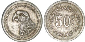 Jeton - Mines d'or de l'Andavakoëra - 50 centimes