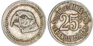 Jeton - Mines d'or de l'Andavakoëra - 25 centimes