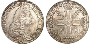Louis XIV (1643-1715) - Ecu aux 8 L, 1er type - 1691 9 (Rennes) flan réformé