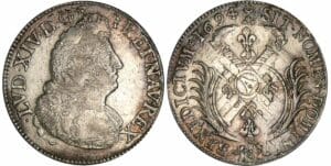 Louis XIV - Ecu aux palmes - 1694 CC (Besançon) flan réformé