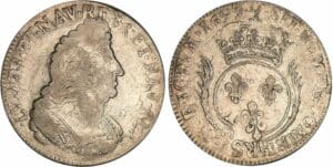 Louis XIV - Ecu aux palmes - 1693 V (Troyes) flan réformé