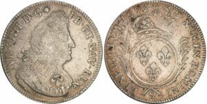 Louis XIV - Ecu aux palmes - 1693 S (Reims) flan réformé