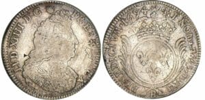 Louis XIV - Ecu aux palmes - 1694 B (Rouen) flan réformé