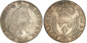 Louis XIV - Ecu aux palmes - 1694 N (Montpellier) flan réformé