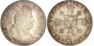 Louis XIV - Ecu aux 8 L, 2ème type à la tête nue - 1704 A (Paris) Flan réformé