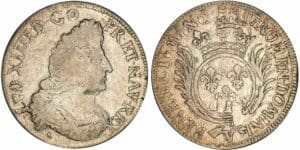 Louis XIV - ½ écu aux palmes - 1693 W (Lille) flan réformé