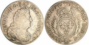 Louis XIV - ½ écu aux palmes - 1694 BB (Strasbourg) flan réformé