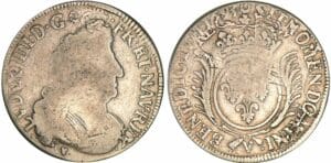 Louis XIV - ½ écu aux palmes - 1693 V (Troyes) flan réformé