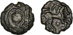 Ambiani - Bronze à la tête de face (60-40 av. J.-C.)