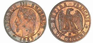 1 centime Napoléon III tête laurée - 1862 BB (Strasbourg)