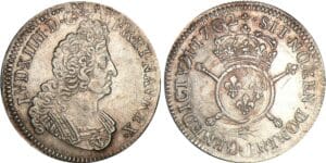 Louis XIV - ½ écu aux insignes - 1702 C (Caen) flan réformé