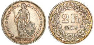 Suisse - 2 francs 1909