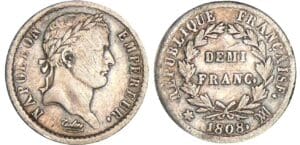 1/2 franc Napoléon revers république - 1808 MA (Marseille)