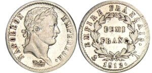 1/2 franc Napoléon revers empire - 1812 T (Nantes)