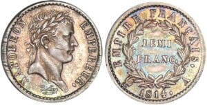 1/2 franc Napoléon revers empire - 1814 A (Paris)