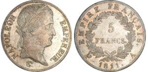 5 francs Napoléon revers empire - 1811 A (Paris)