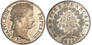 5 francs Napoléon revers empire - 1812 A (Paris)