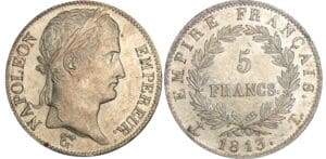 5 francs Napoléon revers empire - 1813 T (Nantes)