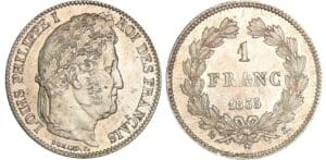 1 franc Louis-Philippe Ier - tête laurée - 1835 K (Bordeaux)