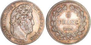 1 franc Louis-Philippe Ier - tête laurée - 1839 B (Rouen)
