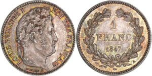 1 franc Louis-Philippe Ier - tête laurée - 1847 A (Paris)