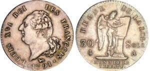 Constitution (1791-1792) - 30 sols type FRANCOIS 1791 A (Paris) 1er sem