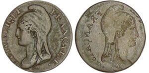 5 centimes Dupré - petit module - Frappe incuse