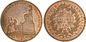 5 décimes régénération - An 2 1793 (Paris)