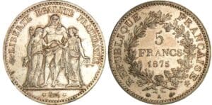 Troisième république (1871-1940) - 5 francs Hercule 1875 A (Paris) petit A