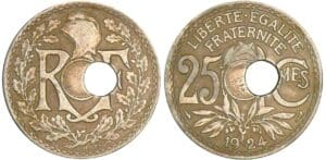 25 centimes Lindauer - 1924 trou décalé