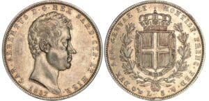 Italie - Règne de Sardaigne - Carlo Alberto - 5 lire 1837 (Gênes)