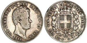 Italie - Règne de Sardaigne - Carlo Alberto - 2 lire 1844 (Gênes)